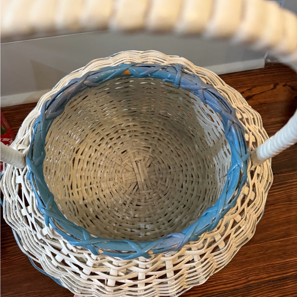 Cottagecore Grannycore Vintage Duck Goose Cottage Whicker Basket W/ Handle - Picture 5 of 8